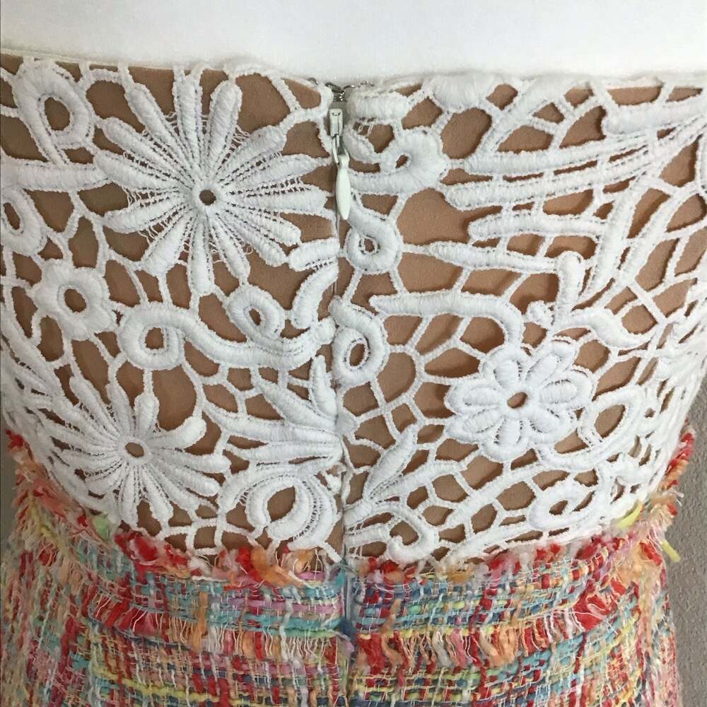 Boston Proper Embellished Crochet and Tweed Sheath Dress Size 4 - Picture 5 of 13